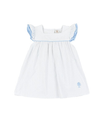 Cypress Row Classic Blue Dot Flutter Dress