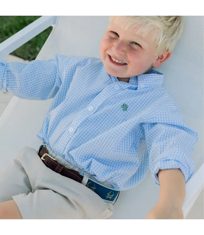 Lt. Blue Check Button Down Shirt
