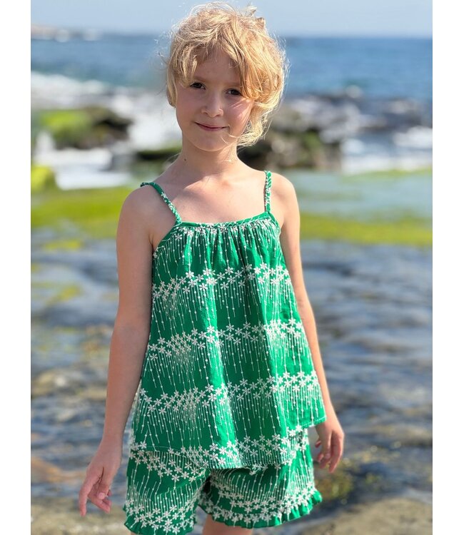 Green Embroidery Alexa Tank Top