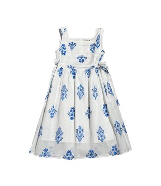 Forever Young White with Blue Floral Dress