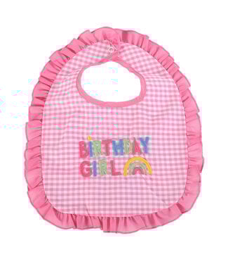 Lil Cactus Girl Pink Gingham Birthday Girl Bib