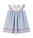 Lil Cactus Blue Seersucker Baseball Smocked Bishop Dress