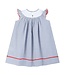 Lil Cactus Blue Seersucker Baseball Smocked Bishop Dress