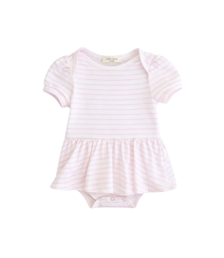 nella june Pink Heart Stripe Puff Sleeve Onesie