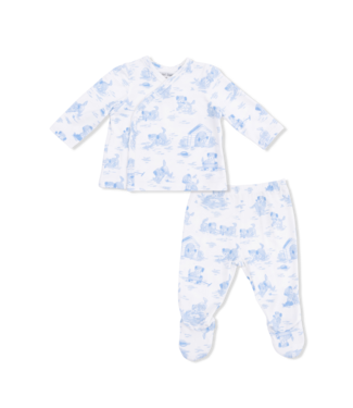 Angel Dear Ivory/Blue Puppy Toile Take Me Home Set w/Convertible Pant