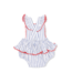 Cream/Navy Baseball Stripe Ric Rac Ruffle Sunsuit