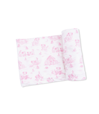 Angel Dear Puppy Toile Swaddle Blanket