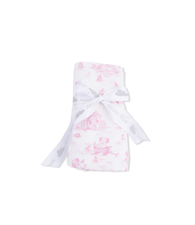 Angel Dear Puppy Toile Swaddle Blanket