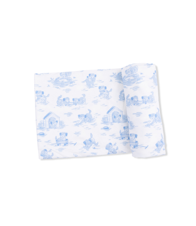 Puppy Toile Swaddle Blanket