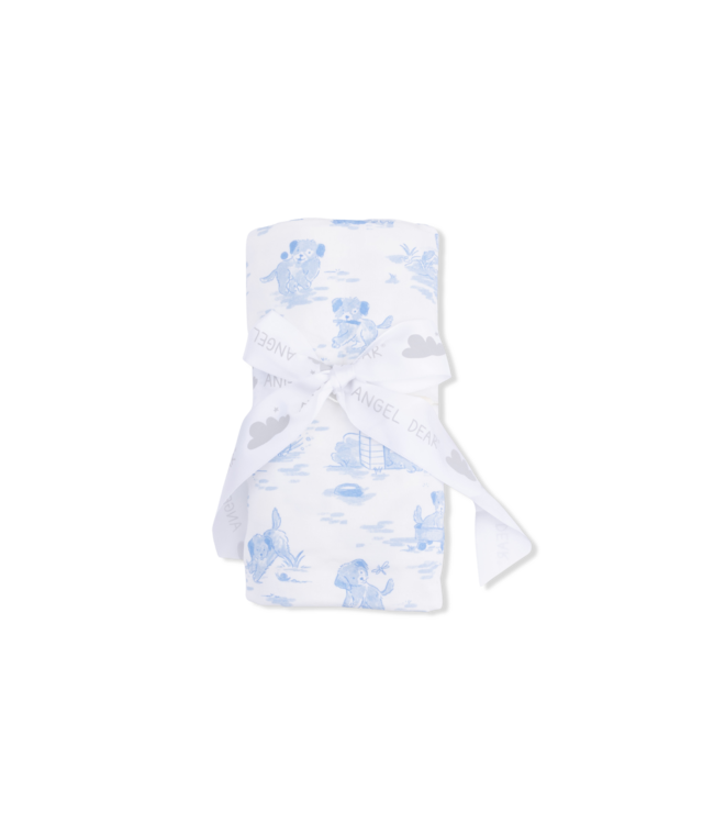 Puppy Toile Swaddle Blanket