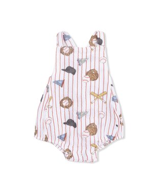 Angel Dear White Vintage Baseball Stripe Retro Sunsuit