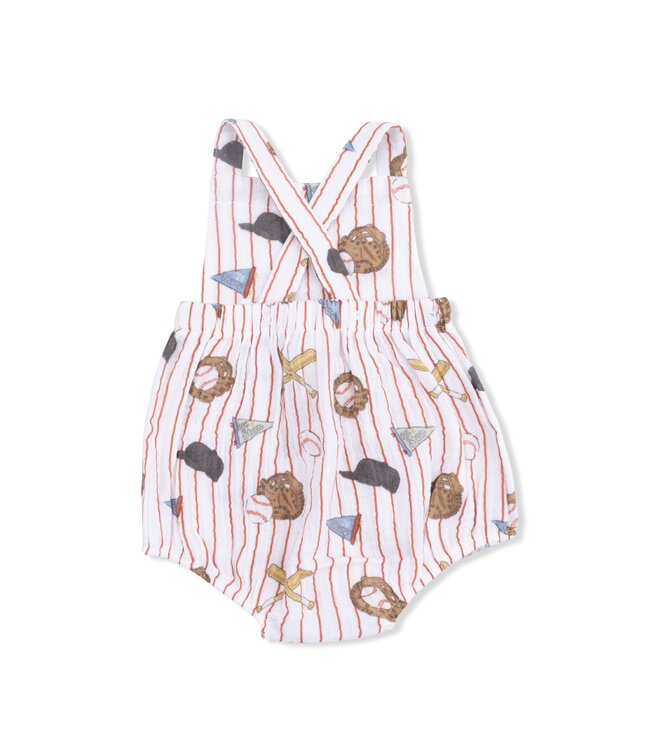 Angel Dear White Vintage Baseball Stripe Retro Sunsuit
