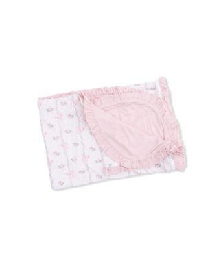 Angel Dear Pink/White Dainty Buds & Bows Ruffle Blanket