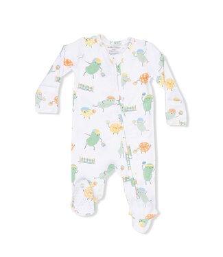 Angel Dear Ivory Pickles Playing Pickleball 2 Way Zip Footie