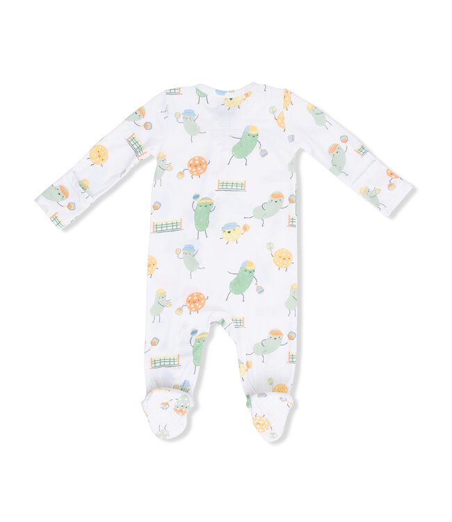 Angel Dear Ivory Pickles Playing Pickleball 2 Way Zip Footie