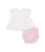 Angel Dear Pink/White Dainty Buds & Bow Smocked Dress