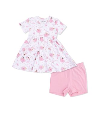 Angel Dear White Ribbon Ballerinas Twirly Dress & Cartwheel Short