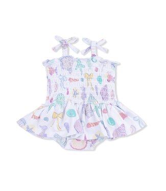 Angel Dear Ivory Beach Days Smocked Bubble with Skirt