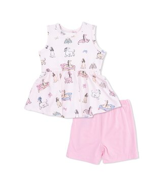 Angel Dear Pink Fancy Hounds with Bows Peplum Tank Top and Shorts
