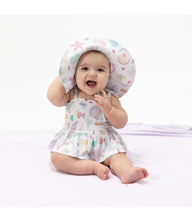 Angel Dear Ivory Beach Days Smocked Bubble with Skirt