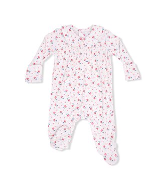 Angel Dear Pink Joli Rosette Smocked Peter Pan Footie