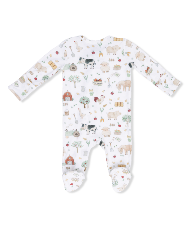 Angel Dear Ivory Cute Farm Animals 2 Way Zip Footie