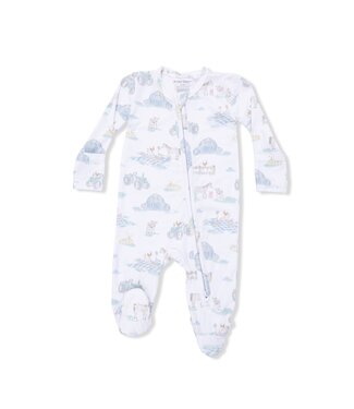 Angel Dear White Farm Animal Party 2 Way Zip Footie