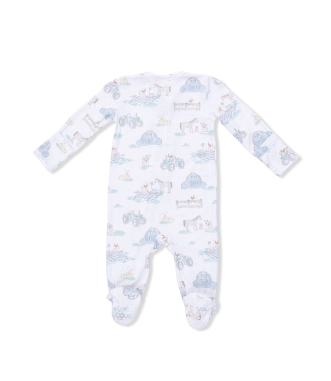Angel Dear White Farm Animal Party 2 Way Zip Footie
