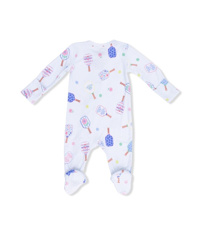 Angel Dear Blue Floral Pickleball 2 Way Zip Footie