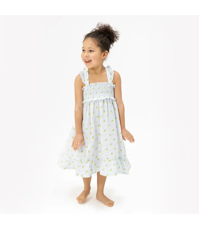 Ivory Lovely Lemons Smocked Ruffle Sundress