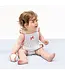 Cream/Navy Baseball Stripe Ric Rac Ruffle Sunsuit
