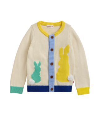 Magnificent Baby Cream Intarsia Cardigan with Bunny Yellow