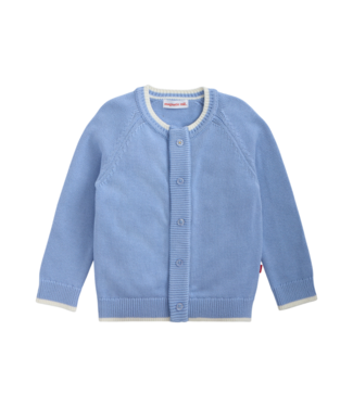 Magnificent Baby Blue Crew Neck Cardigan with Tipping