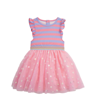 Magnetic Me Shell Pink Stripe Flutter Sleeve Tutu Dress