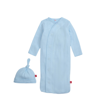 Magnificent Baby Love Lines Blue Gown & Hat Set