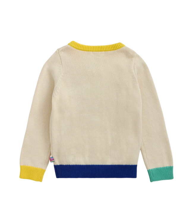 Cream Intarsia Cardigan with Bunny Yellow
