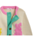 Cream Intarsia Cardigan with Bunny Pink Neck