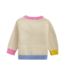 Cream Intarsia Cardigan with Bunny Pink Neck