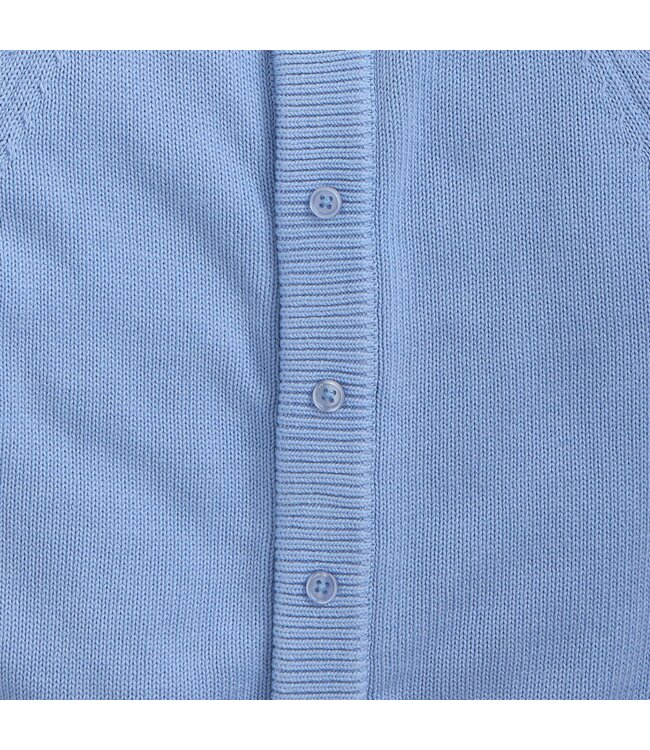 Blue Crew Neck Cardigan with Tipping