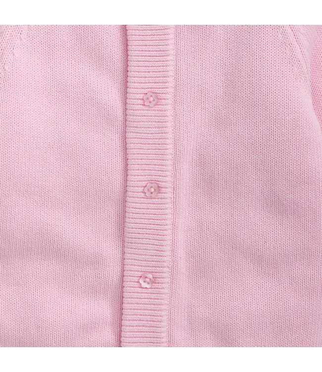Pink Crew Neck Cardigan with Tipping