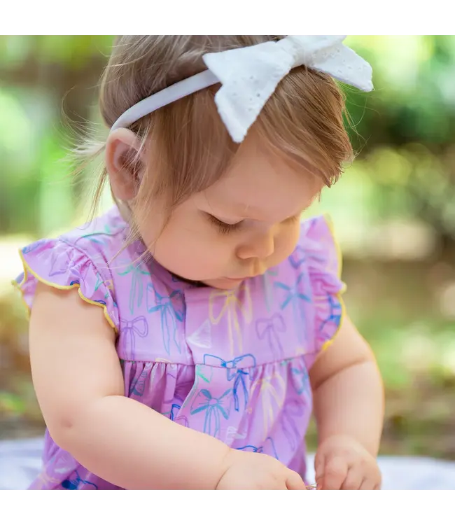 Magnificent Baby Take A Bow Flutter Sleeve Romper