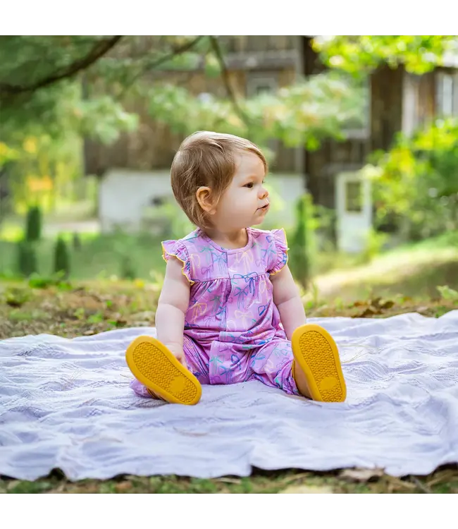 Magnificent Baby Take A Bow Flutter Sleeve Romper