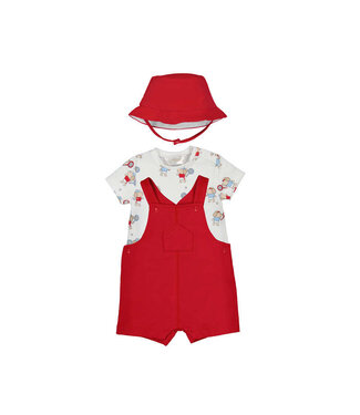 Mayoral Red Knit Bubble and Hat Set