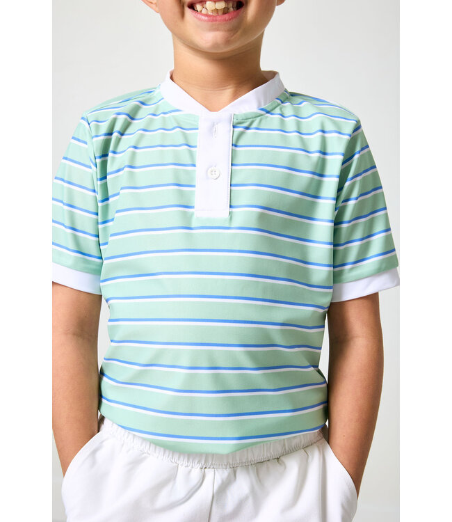courtside kids Palm Green Baseline Stripe Blade Shirt