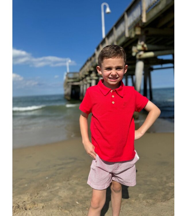 Me & Henry Red Pique Polo