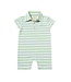 Me & Henry Lime/Blue/White Stripe Pique Polo Romper