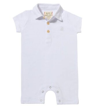 Me & Henry White Pique Polo Romper