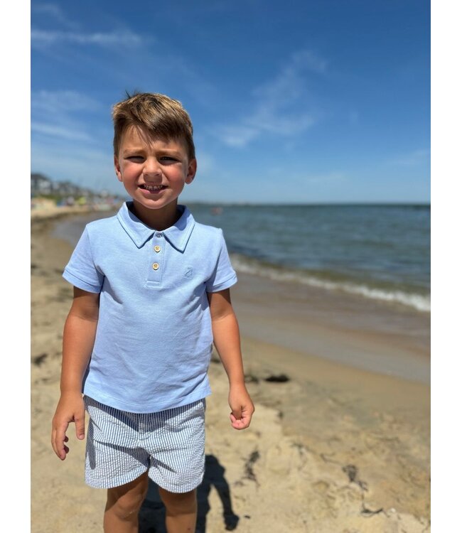 Me & Henry Blue Pique Polo