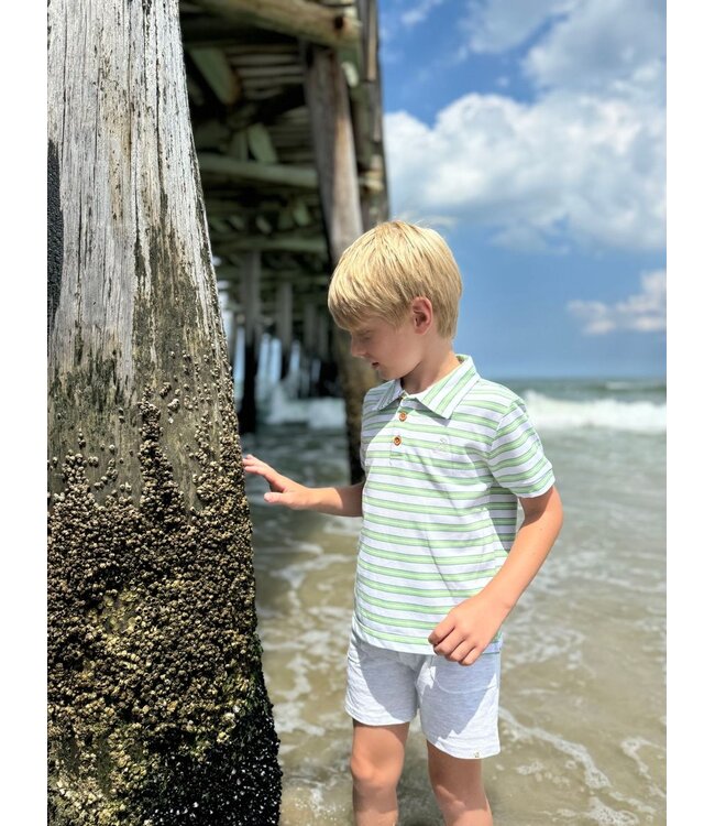 Me & Henry Lime/White/Blue Stripe Polo