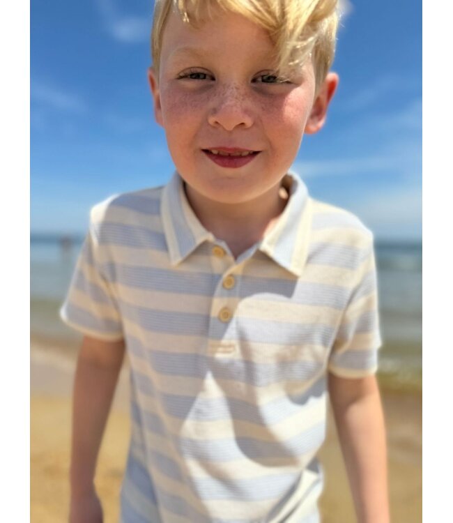 Me & Henry Blue/Cream Thick Stripe Polo